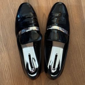Zara Black & Silver Patent Leather Loafers size 39